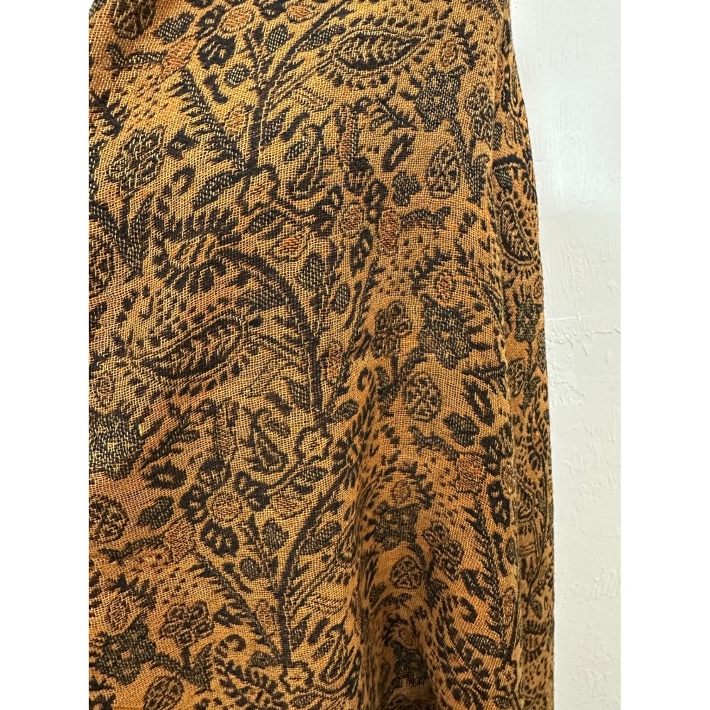 Pashmina Brown Black Paisley Scarf Wrap Fringe Trim 100% Pashmina 68x27 - Picture 7 of 9